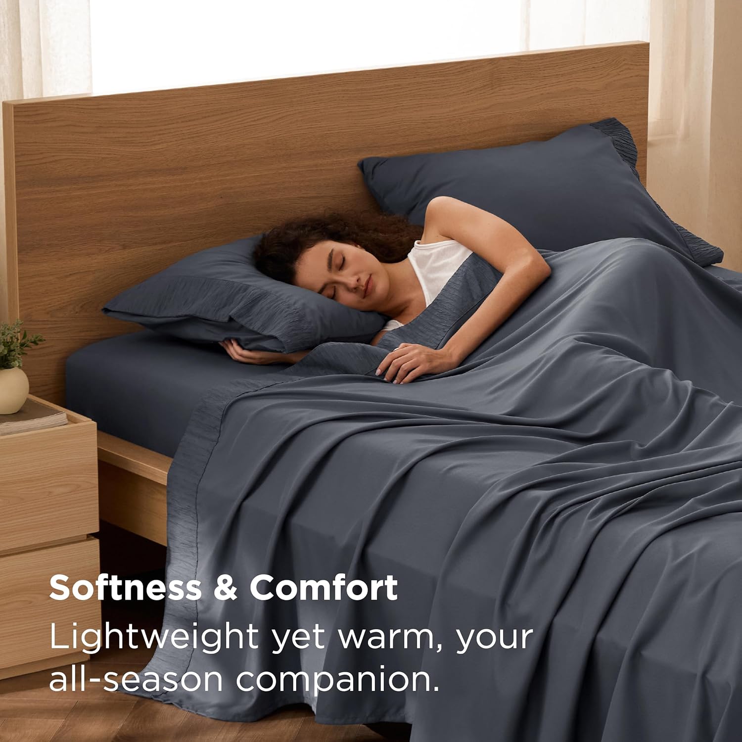 Bedsure Queen Sheet Set - 4 Pieces Soft Queen Size Sheets - Breathable & Cooling - Hotel Luxury - Easy Care Polyester Microfiber Bedding for Women, Men, Dark Grey